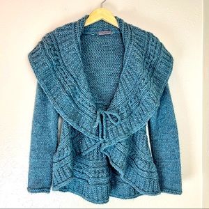 ELSAMANDA Anthropologie Blue Sweater Jacket Peplum Cardigan Small